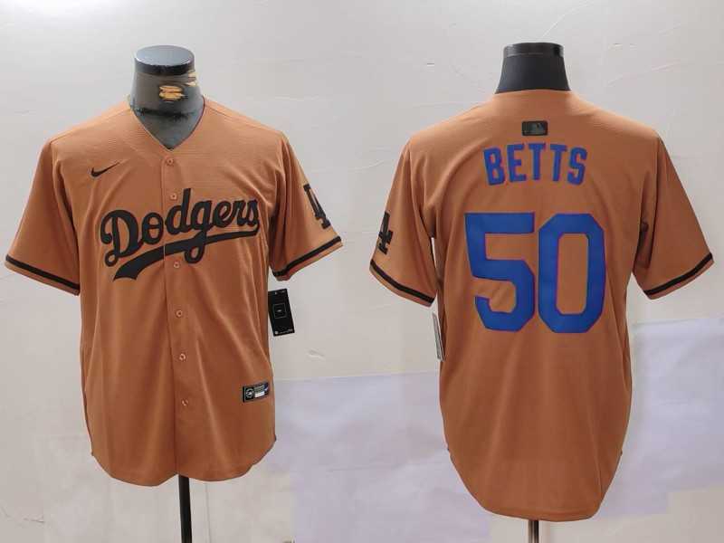 Mens Los Angeles Dodgers #50 Mookie Betts Olive Cool Base Limited Stitched Jersey